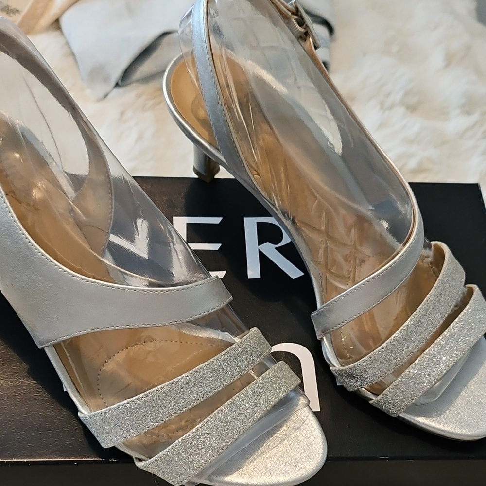 Naturalizer Silver Strappy Heels